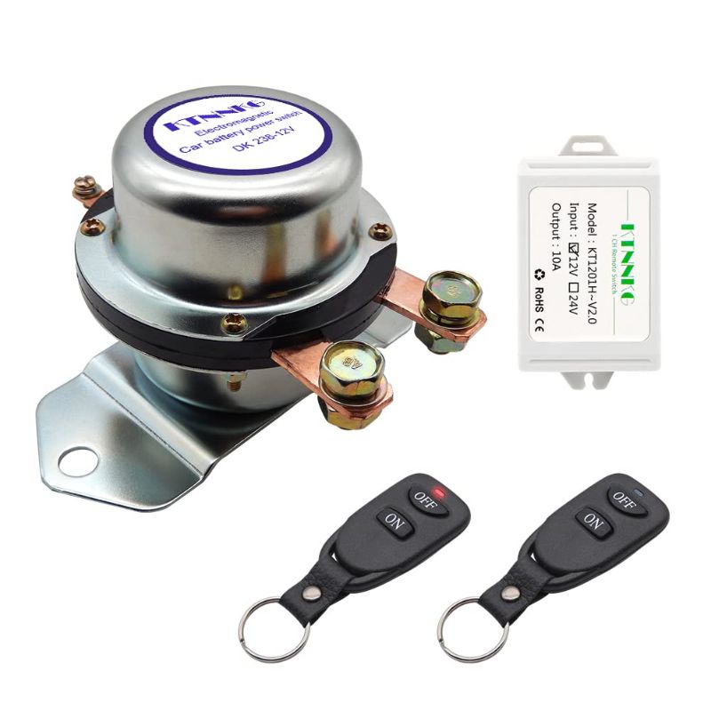 Photo 1 of KTNNKG Remote Battery Disconnect Switch Auto On Off Kill Switch for Car - DC12V, 180A,Silver Contact Electromagnetic Solenoid Valve Terminal 