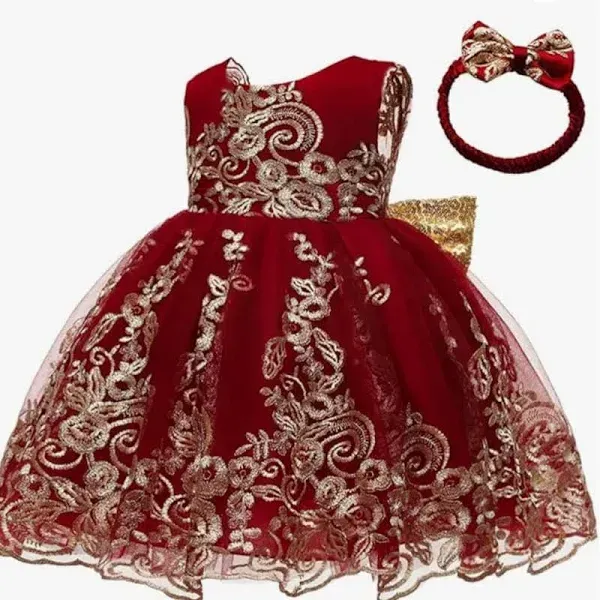 Photo 1 of AIMJCHLD 0-6T Baby Girls Easter Big Bowknot Dresses Christmas Ball Gown Party Pageant Dress 6M