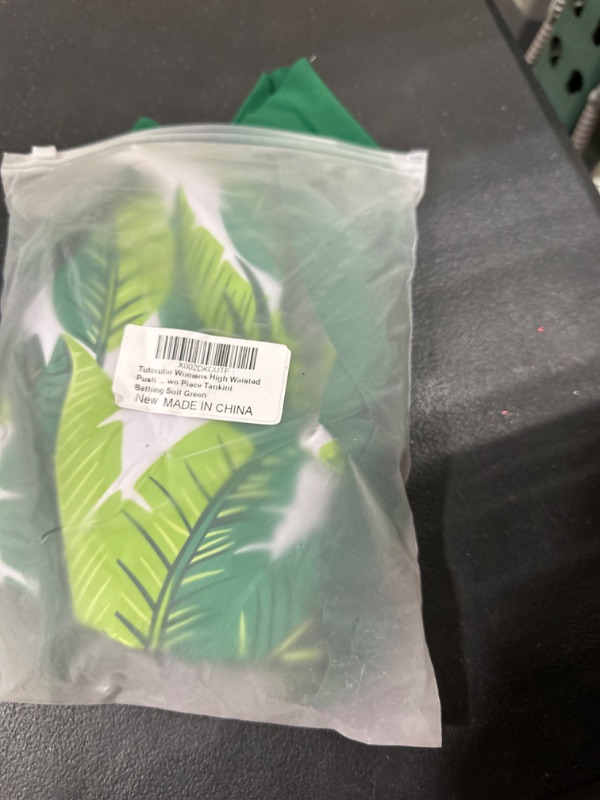 Photo 1 of Tutorutor Women High Waisted Swimsuits Peplum Tankini Set Ruffle Floral Print Teen Spaghetti 2 Piece Halter BikiniSmall 1 Green-02