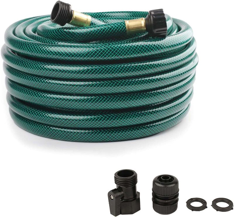 Photo 1 of ½" PVC Outdoor Garden Hose for Lawns, Boat Hose, Flexible and Durable, No Leaking, GHT Fitting for Household (75FT, Green)