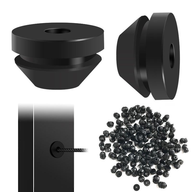 Photo 1 of [Pack of 150] SEIPURUNM Cable Railing Rubber Grommets, Suitable 1/8" 5/32" 3/16" Cable for Cable Railing Posts, Cable Railing Protective Sleeves.