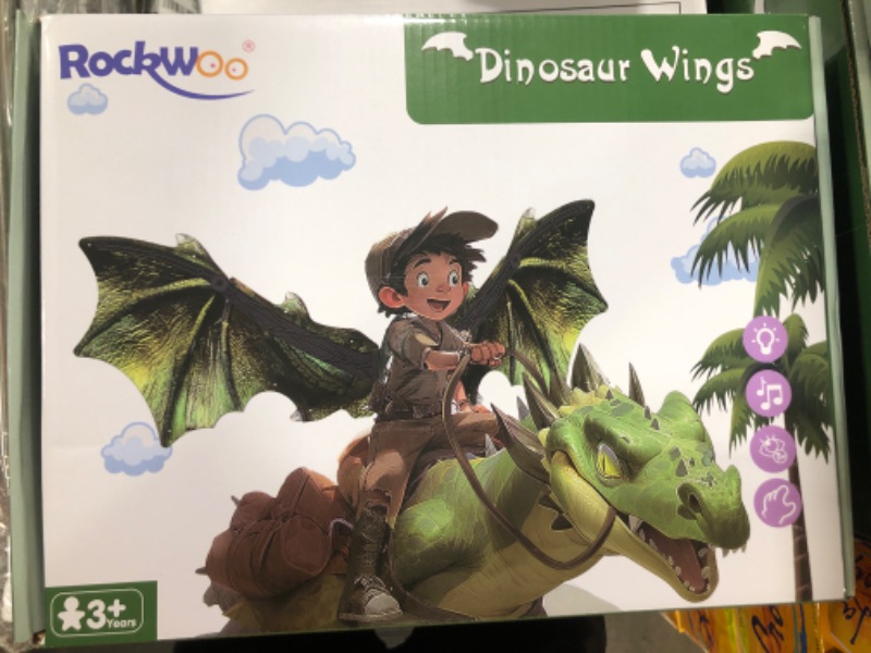 Photo 1 of Electric Dragon Wings with Led Lights,Flapping Dinosaur Wings with Sounds for Boys,Halloween Costume Dress Up