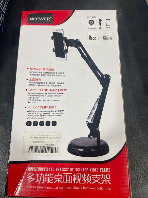 Photo 1 of Adjustable Heavy Base Mobile Arm Stand with Foldable Mobile Holder 360° Flexible Lazy Hanging Clamp Desk Compatible with Cell Phone/iPad/Tablet for Recording Online Classes Zoom Calling