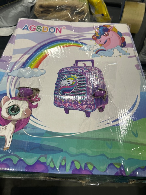 Photo 1 of Travelling Luggage Kids Suitcase, Dinosaur Rolling Luggage with Wheels for Boys - Black Suitcase (Color : Purple Unicorn)