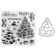 Photo 1 of 2022 Christmas Stamps and Dies for Card Making, DIY Scrapbooking Arts Crafts Stamping Supplies, Metal Cutting Die and Stamp Set Rubber Clear Stamp for Christmas Gifts (#52702)