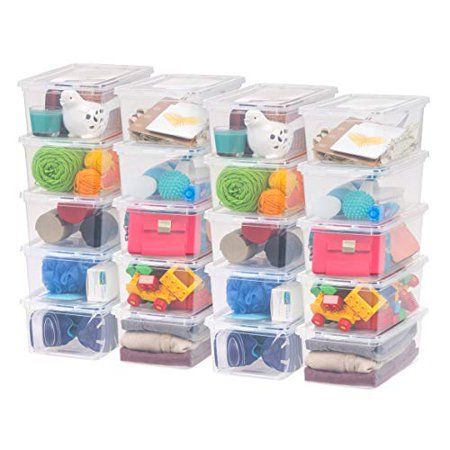 Photo 1 of IRIS USA 20 Pack 5qt Plastic Storage Bin Tote Organizing Container with Latching Lid Clear
