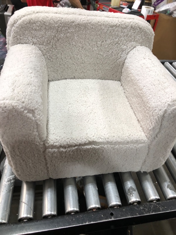 Photo 1 of ALIMORDEN Kids Ultra-Soft Snuggle Foam Filled Chair, Toddler Cuddly Sherpa Reading Couch for Boys and Girls, Light Grey