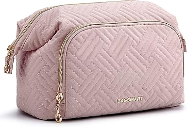 Photo 1 of BAGSMART Travel Makeup Bag, Cosmetic Bag Make Up Organizer Case,Large Wide-open Pouch for Women Purse for Toiletries Accessories Brushes
