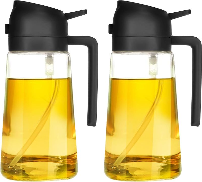 Photo 1 of 16oz Oil Dispenser Bottle for Kitchen - 2 in 1 Olive Oil Dispenser and Oil Sprayer - 470ml Olive Oil Bottle - Oil Sprayer for Cooking, Kitchen, Salad, Barbecue 2Pcs Black
