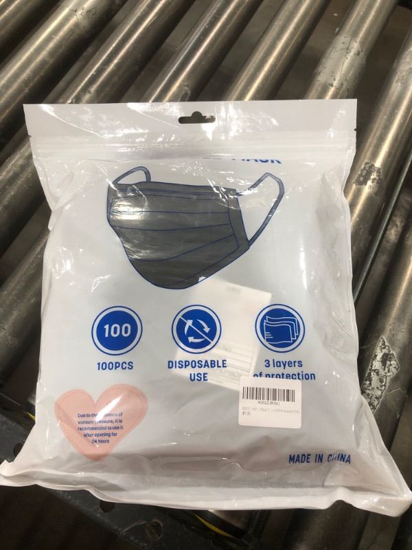 Photo 1 of 100PCS Black Disposable Face Masks 3 Ply Protection Safety Mask Cover for Adult Women and Men Black for Adults