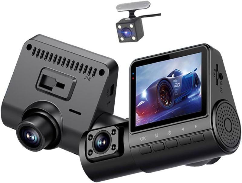 Photo 1 of 3CHs Cameras Dash Cam for Cars Front HD 1080P Interior Cabin and Rear Camera Recording at The Same time with 2 inch IPS Screen Car DVR Super Infrared Night Vision Video Recorder
