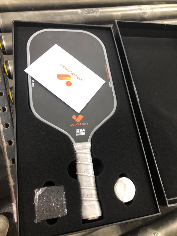Photo 1 of Pickleball Paddles, Raw Carbon Fiber Pickleball Paddle with a 16mm Shark Power Polymer Core, The Pickleball Rackets Designed for Ultimate Spin & Consistency
