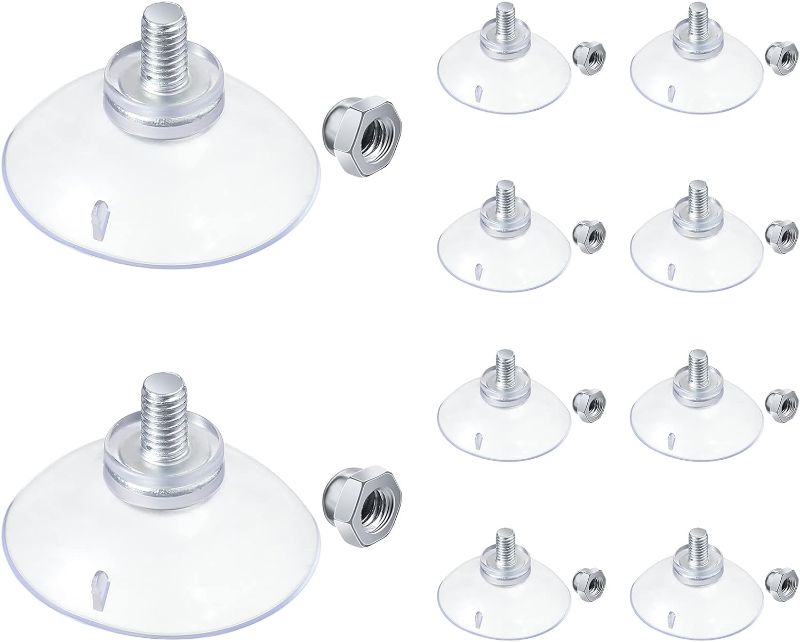 Photo 1 of 10 Pieces Suction Cups 4.4 cm/ 1.73 Inch Diameter Suction Cup Screw 0.39 Inch in Length PVC License Plate Suction Cups Hooks Clear Suction Cup with Cap Nut M6 Thread for Shade Cloth Acrylic Plate (10)
