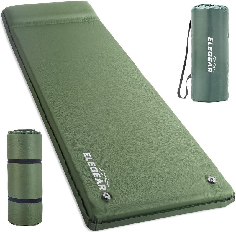 Photo 1 of Elegear Self Inflating Sleeping Pad, 3.1" Ultra-Thick Memory Foam Camping Pad with Pillow Fast Inflating in 20s Insulated Camping Mattress Pad 4-Season Camp Sleeping Mat for Camping/Travel/Car/Tent
