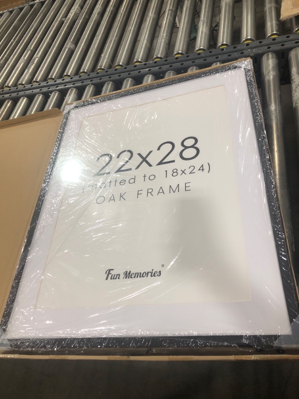 Photo 2 of 22x28 Oak Wood Frame, 22"x28" Poster Frame in Black, 22x28 Picture Frame with Mat for 18x24, Rustic Wood Frame 22 by 28, Tempered Real Glass, 22" x 28" Art Frame, 22x28 Puzzle Frame ( Black, 1 Pack)