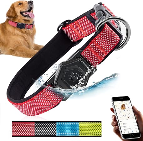 Photo 1 of Airtag Dog Collar,Durable Dog Collar with Waterproof Apple Air Tag Holder Case,Adjustable,Soft,and Reflective GPS Tracking Dog Collars for Medium and Heavy Duty Large Dog  XL