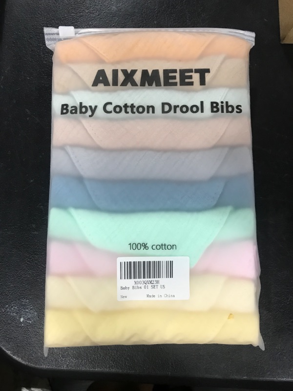 Photo 2 of 10 Pack Muslin Baby Bibs, Absorbent Baby Bandana Drool Bibs, Solid Colors Set for Teething and Drooling, Stylish Unisex Bibs, Soft Teething Bibs for Infants, Easy to wash, easy to put on