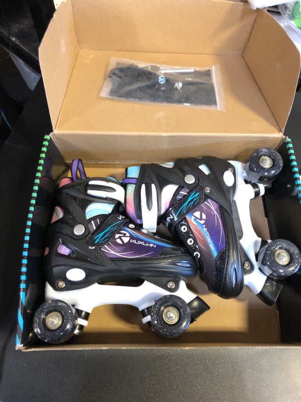 Photo 1 of Kuxuan Skates Inline Skates for Kids and Adult, Adjustable Fun Illuminating Skates for Girls, Boys, Women and Men Outdoor and Indoor Beginners black Little Kid SIZE MEDIUM 