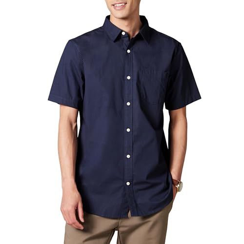 Photo 1 of Amazon Essentials Men's Short-Sleeve Stretch Poplin Shirt (Available in Big & Tall), Navy, Medium
