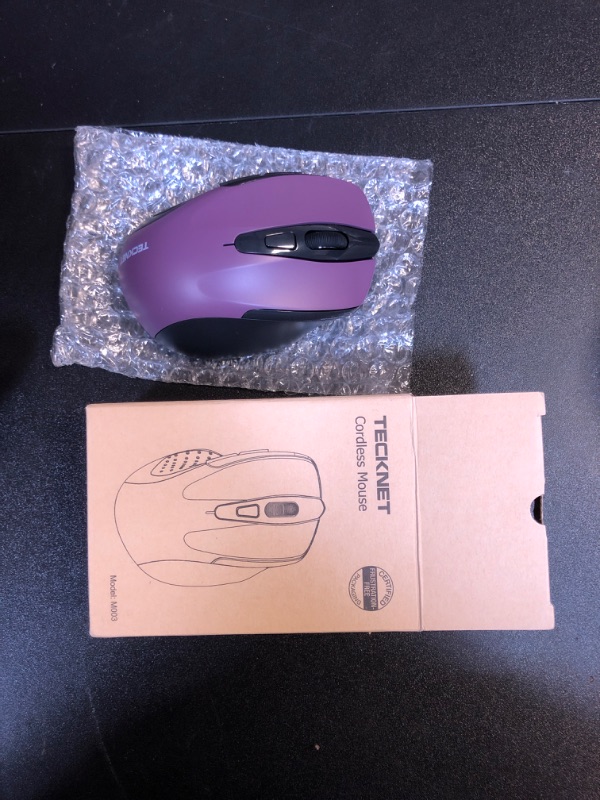 Photo 2 of TECKNET Wireless Mouse, 2.4G Ergonomic Optical Mouse with USB Nano Receiver for Laptop, PC, Computer, Chromebook, Notebook, 6 Buttons, 24 Months Battery Life, 2600 DPI, 5 Adjustment Levels Purple