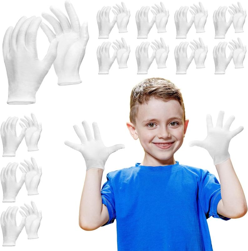 Photo 1 of 24 Pairs Eczema Gloves for Kids Eczema Sleeves Moisturizing Gloves White Cotton Gloves Washable and Reusable Overnight Dry Hands for Kids Eczema 3-10 Years(X-Small)
