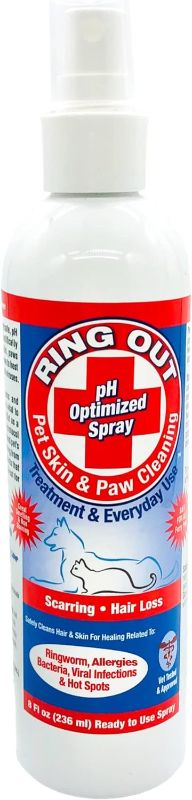 Photo 1 of Ring Out for Pets: Control & Help Ringworm | Clean Pets Skin & Paws | Recovery & Itch Relief Calming Spray for Dog, Cat, Guinea Pig, Small or Large Animals/Pet. 8 oz Spray Bottle
