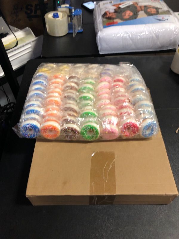 Photo 2 of Jerify 100 Pcs Stress Donuts Rainbow Donuts Toys Stress Donuts Bulk Foam Donut Party Favors Stress Relief Donuts for Party Decoration Donut Theme Party Supplies Birthday Party Favors