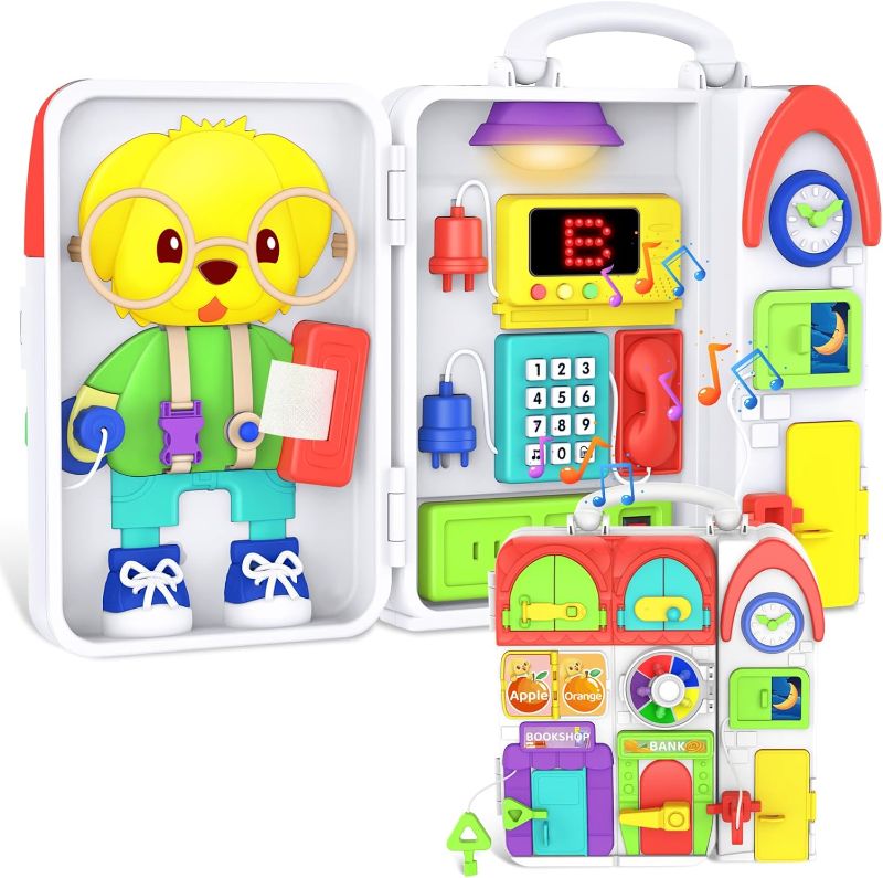 Photo 1 of Toddler Toys for 1-2 Year Old Boy, Musical Montessori Busy Board, Early Educational Toy for Toddlers 1-3, Motor Skills Developmental Toy for 12-18 Month Age, Birthday Gift for 1+ Year Old Boy Girl
