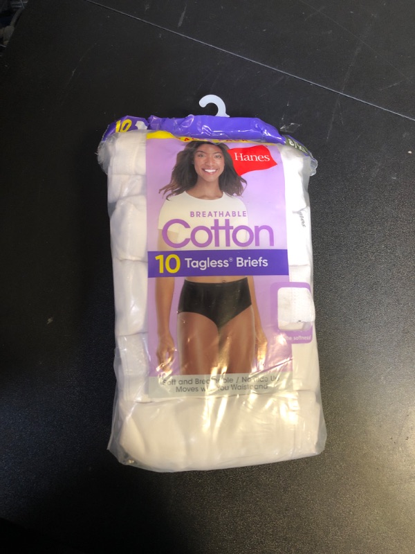 Photo 1 of Hanes Women's Cotton Brief Underwear, 10-Pack, Size 8/XL