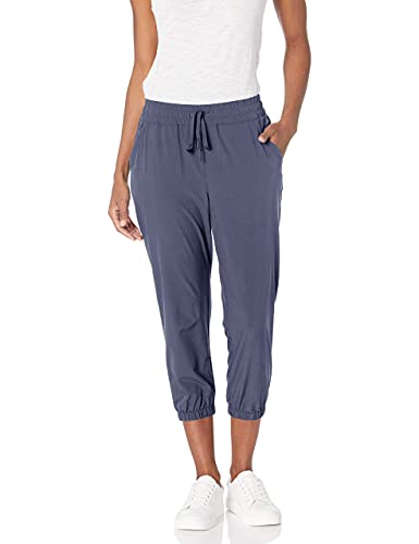 Photo 1 of Amazon Essentials Women's Performance Stretch Woven Crop Jogger Pant, Blue Nightshadow, Large
