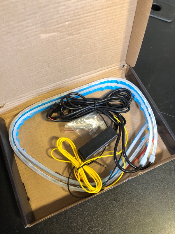 Photo 1 of Qasim Sequential LED Strips APP Bluetooth Control RGB Multi Color Headlight 24Inch LED Daytime Running Lights Flexible DRL Tube Strip 12V 2-Pack APP RGB 60cm 24inch