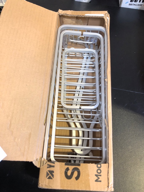 Photo 1 of YASONIC Shower Caddy Over Shower Head Never Rust Aluminum Large Hanging Shower Caddy with 10 Hooks for Razor/Sponge - Over The Shower Head Caddy with Soap Basket - Hanging Shower Organizer Silver 1 pack flat tube