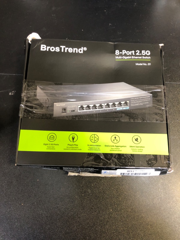 Photo 4 of BrosTrend 8-Port 2.5G Ethernet Switch Multi-Gigabit Unmanaged Network Switch 2.5Gb Switch Supports Static Link Aggregation & VLAN, Ethernet Hub Fanless, Desktop Wall Mount, Limited Lifetime Protection