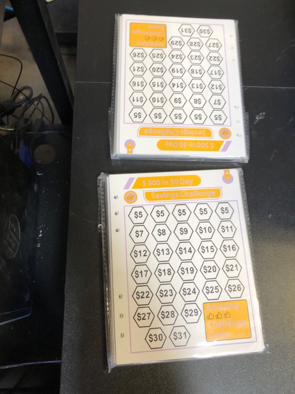 Photo 1 of 58 Sheets100 Envelopes Money Saving Challenge A5 Binder Inserts 6 Ring A5 Binder Sleeves Include 4 Pocket Card Binder Sleeves, Savings Challenge Tracker to Save $5,050, 10,000, 500 2 PACK 