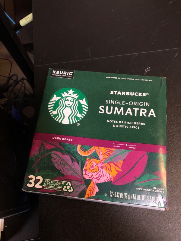 Photo 2 of Starbucks K-Cup Coffee Pods—Dark Roast Coffee—Sumatra—100% Arabica—1 box (32 pods) Sumatra 32 Count (Pack of 1) ESP FEB 20 2025