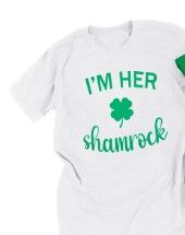 Photo 1 of I Am Her Shamrock I Am His Lucky Charm T-Shirt Couples Patricks Matching Shirts for Husband and Wife Short Sleeve Tops XXLarge White