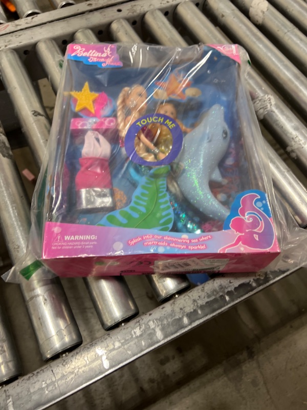 Photo 1 of Yellow River Mermaid Princess Doll Playset, Color Changing Mermaid Tail by Reversing Squins, 12" Fashion Dress Doll with 3" Little Mermaid Dolphin and Accessories, Mermaid Gift for Girls Blue Dolphin Mermaid Doll