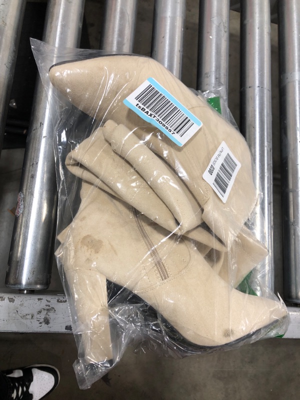 Photo 1 of PiePieBuy Womens Faux Suede Knee High Boots Pointed Toe High Chunky Heel Side Zipper Party Dress Booties Beige 11