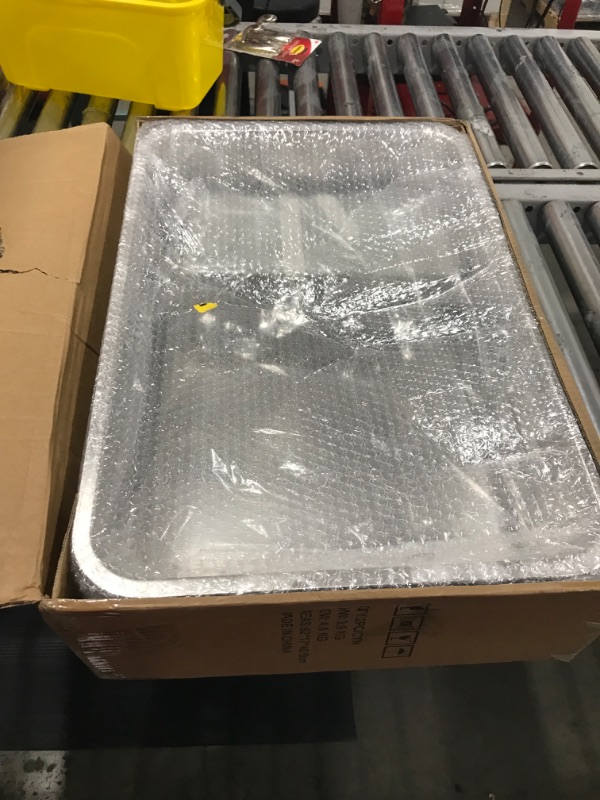 Photo 1 of 2 Pack 6" Deep & Extra Large Stainless Steel Cat Litter Boxes with 36L Big Capacity, High Sides Metal Cat Litter Box for Multi-Cats Big Cats XL Metal Litter Pan Tray, Non-Sticky, Easy Cleaning