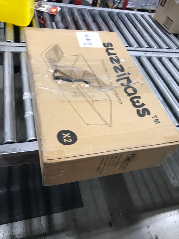 Photo 1 of 2 Pack 6" Deep & Extra Large Stainless Steel Cat Litter Boxes with 36L Big Capacity, High Sides Metal Cat Litter Box for Multi-Cats Big Cats XL Metal Litter Pan Tray, Non-Sticky, Easy Cleaning