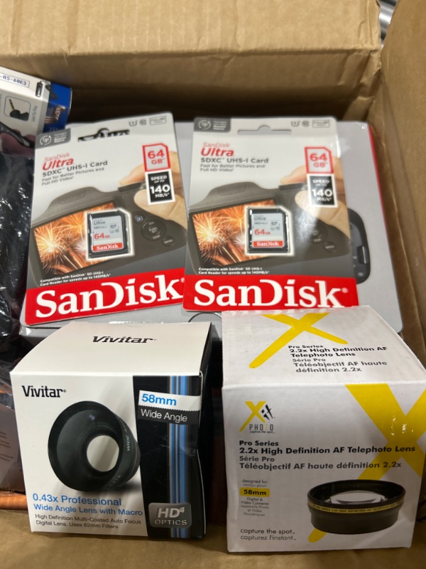 Photo 1 of Canon EOS Rebel T7 DSLR Camera Bundle w/ Canon EF-S 18-55mm f/3.5-5.6 is II Lens + 2pc SanDisk 64GB Memory Cards, Wide Angle Lens, Telephoto Lens, 3pc Filter Kit + Accessory Kit