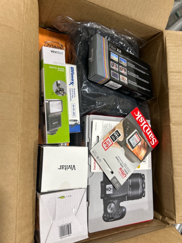 Photo 1 of Canon EOS Rebel T7 DSLR Camera Bundle w/ Canon EF-S 18-55mm f/3.5-5.6 is II Lens + 2pc SanDisk 64GB Memory Cards, Wide Angle Lens, Telephoto Lens, 3pc Filter Kit + Accessory Kit