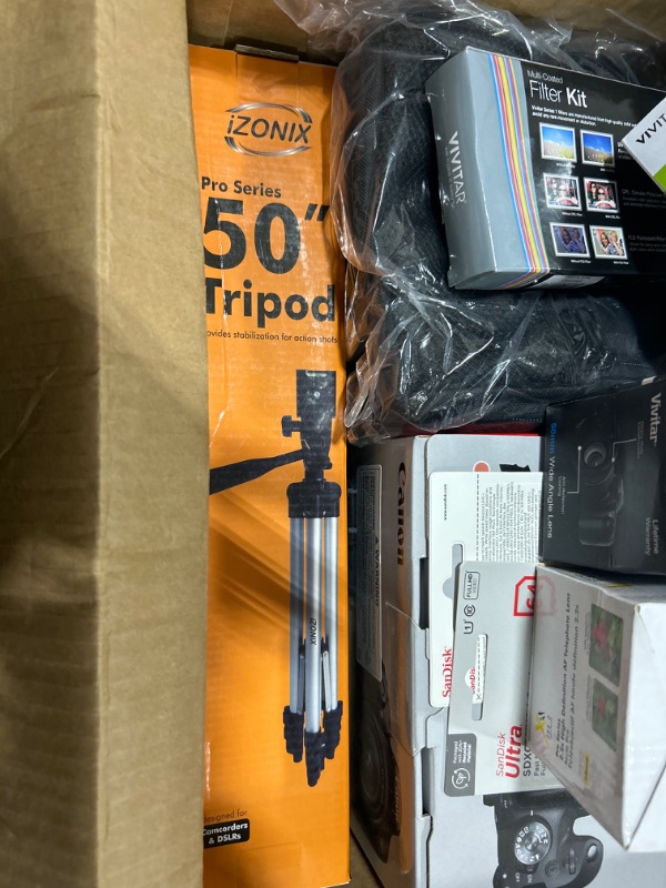 Photo 1 of Canon EOS Rebel T7 DSLR Camera Bundle w/ Canon EF-S 18-55mm f/3.5-5.6 is II Lens + 2pc SanDisk 64GB Memory Cards, Wide Angle Lens, Telephoto Lens, 3pc Filter Kit + Accessory Kit