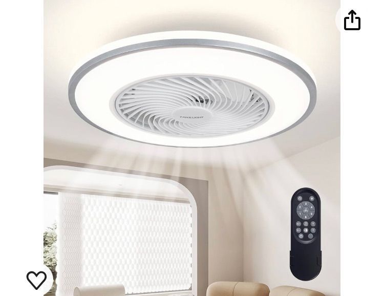 Photo 1 of 20'' Ceiling Fans with Lights, Low Profile Ceiling Fan with Light and Remote, Flush Mount Ceiling Fan with 6-Speed Reversible for Bedroom Living Room Kitchen