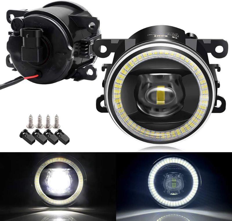 Photo 1 of 2in1 Function Angel Eye Fog Lights for Ford 08-14 Focus, 11-15 Explorer, 13-16 Fusion, 11-18 Transit, 14-18 Fiesta, 05-17 Mustang (Except GT), LED Lens Fog Lamp with Halo Ring DRL
