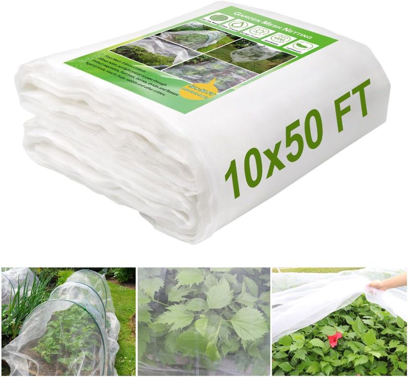 Photo 1 of 10 x 50 FT Garden Mesh Netting, Ultra Fine Plant Netting Covers, Garden Netting for Raised Beds Vegetables, Fruit Tree Netting for Blueberry Bushes Barrier Screen Protection Net Cover
