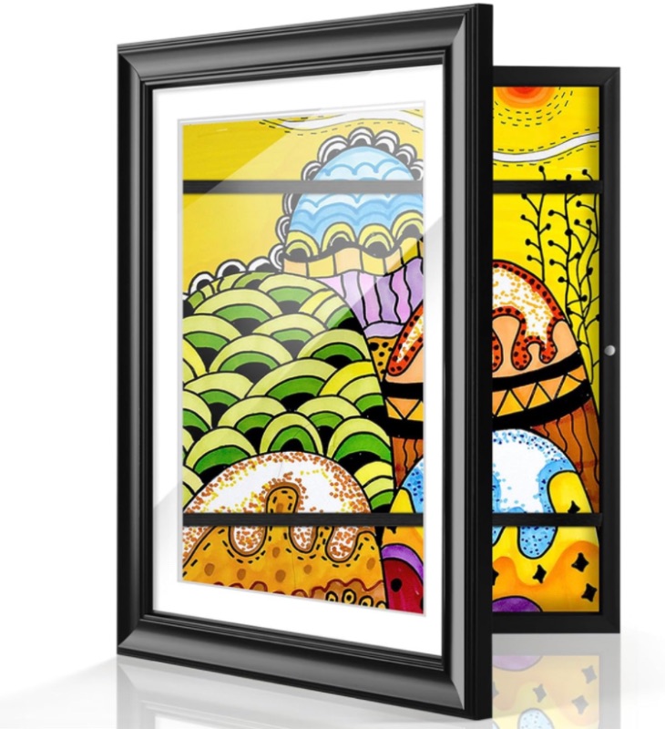 Photo 1 of 10x12.5 Kids Art Frames for Kids Artwork Frames Changeable Front Opening Glass, Display 8.5x11 with Mat or 10x12.5 without Mat 