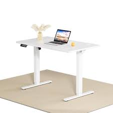 Photo 1 of 40 in. Rectangular White Electric Standing Computer Desk Height Adjustable Sit or Stand Up
