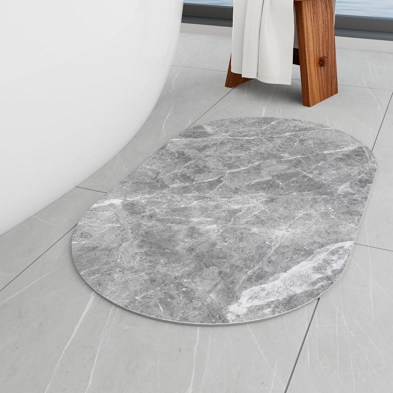 Photo 1 of Bath Mat Rug Soft and Absorbent Bathroom Mats and Rugs for Shower and Floor - Non-Slip,  (27" ×17", Marble Gray)