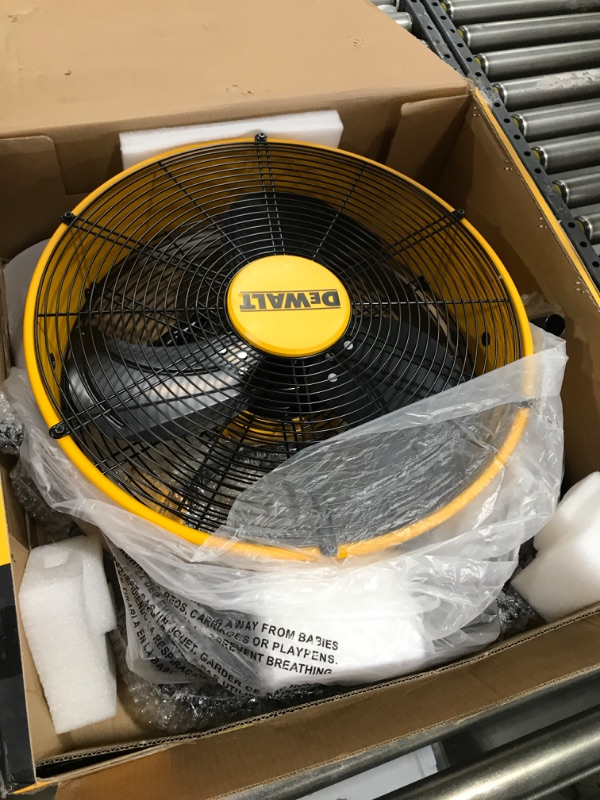 Photo 2 of DEWALT DXF1840 Floor Fan, Industrial Fan, 18 Inch High Velocity Fan with 3-Speed Heavy Duty Air Circulator and 180 Adjustable Tilt